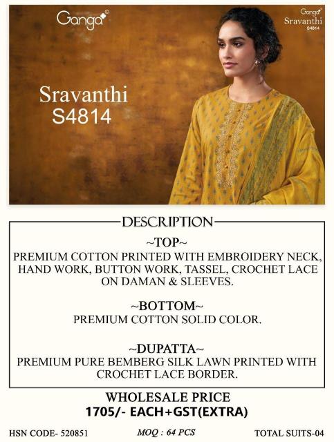 GANGA SRAVANTHI 4814 Wholesale salwar kameez online