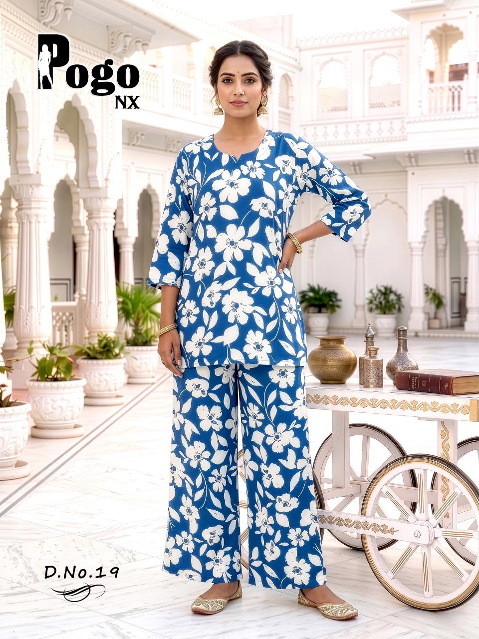 Latest Rayon Printed 2PC Plazo Cord Set | POGO NX Wholesale Collection