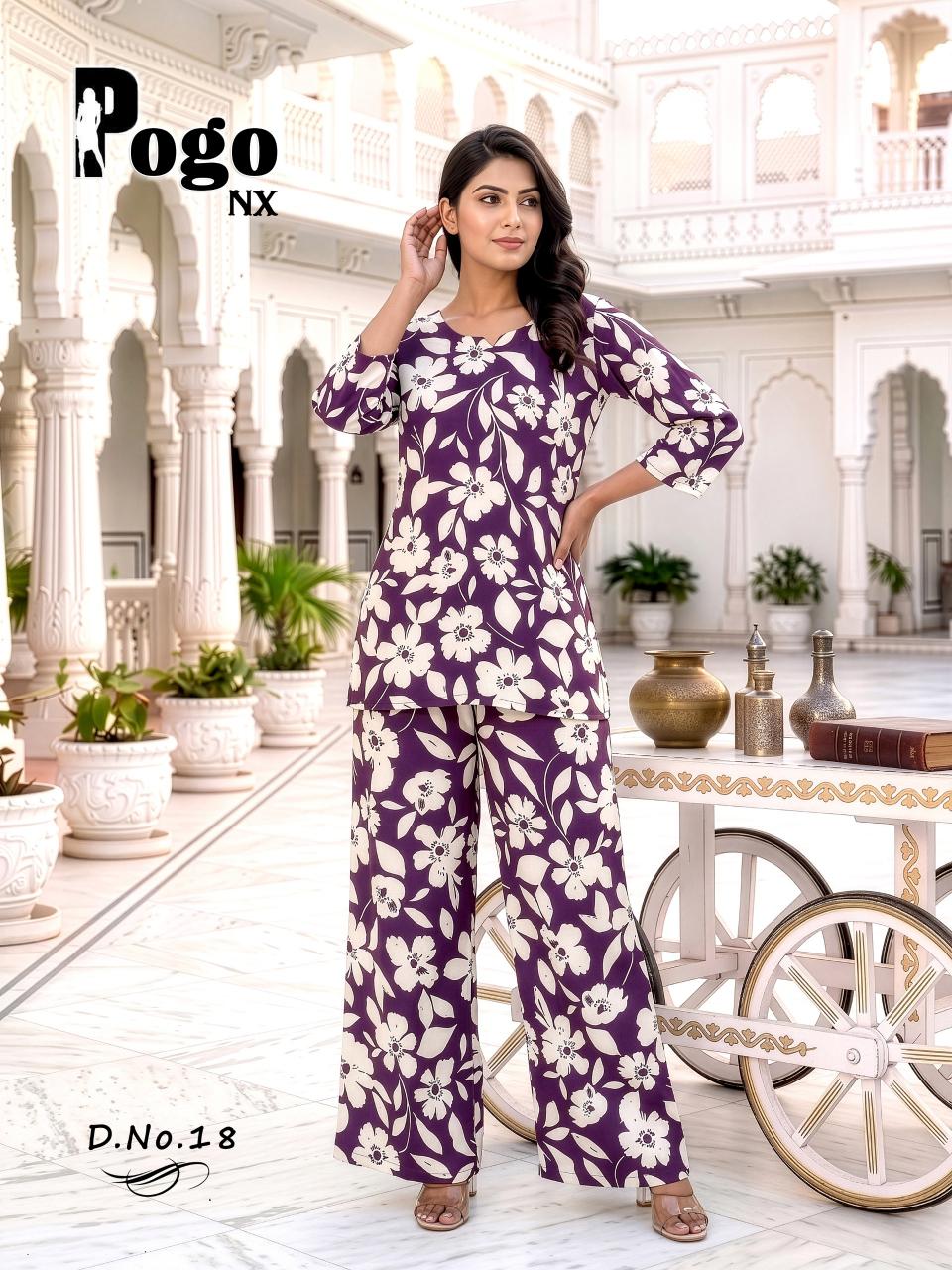 Latest Rayon Printed 2PC Plazo Cord Set | POGO NX Wholesale Collection