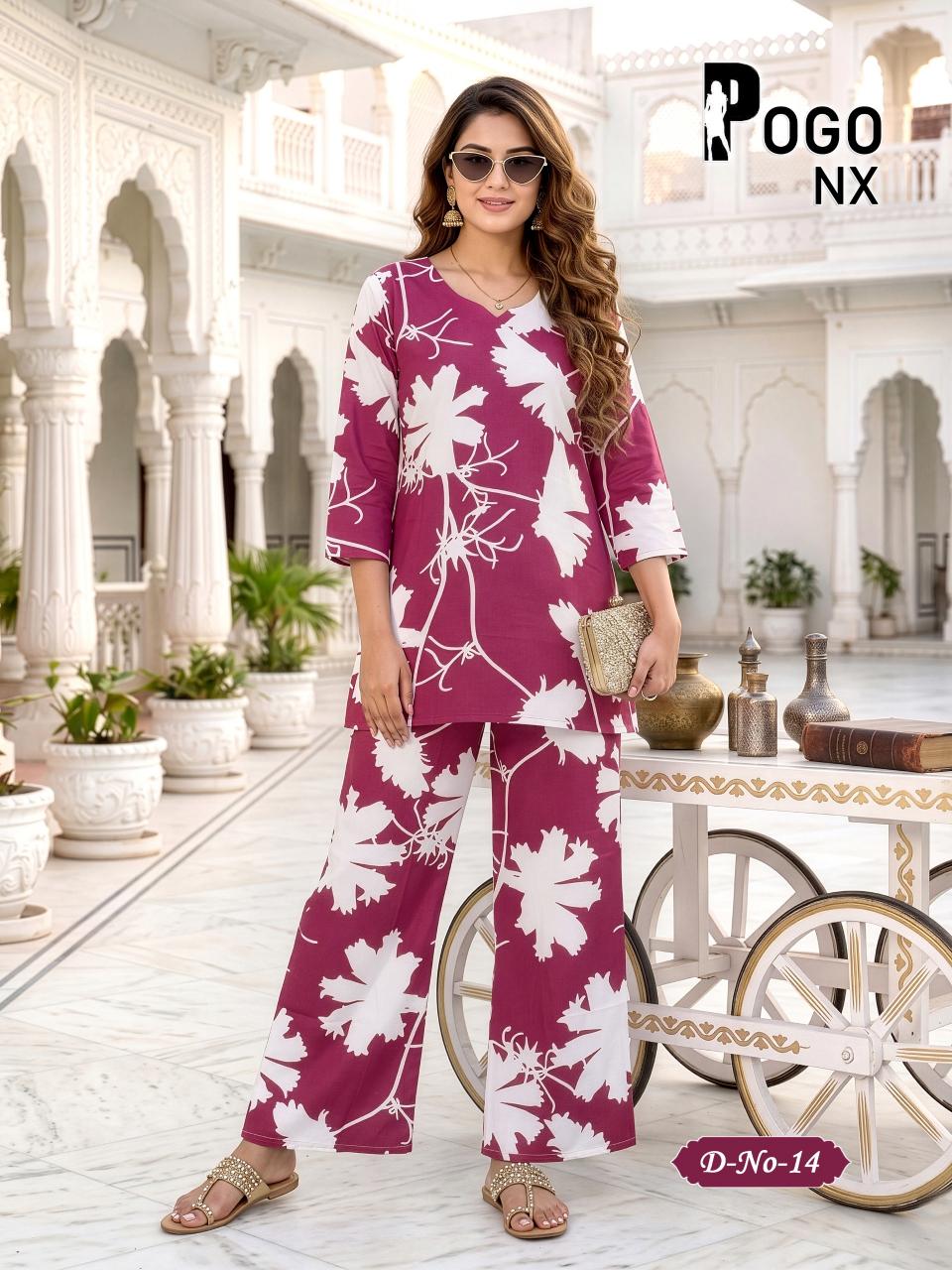 Latest Rayon Printed 2PC Plazo Cord Set | POGO NX Wholesale Collection
