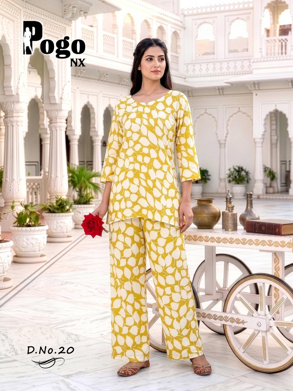 Latest Rayon Printed 2PC Plazo Cord Set | POGO NX Wholesale Collection