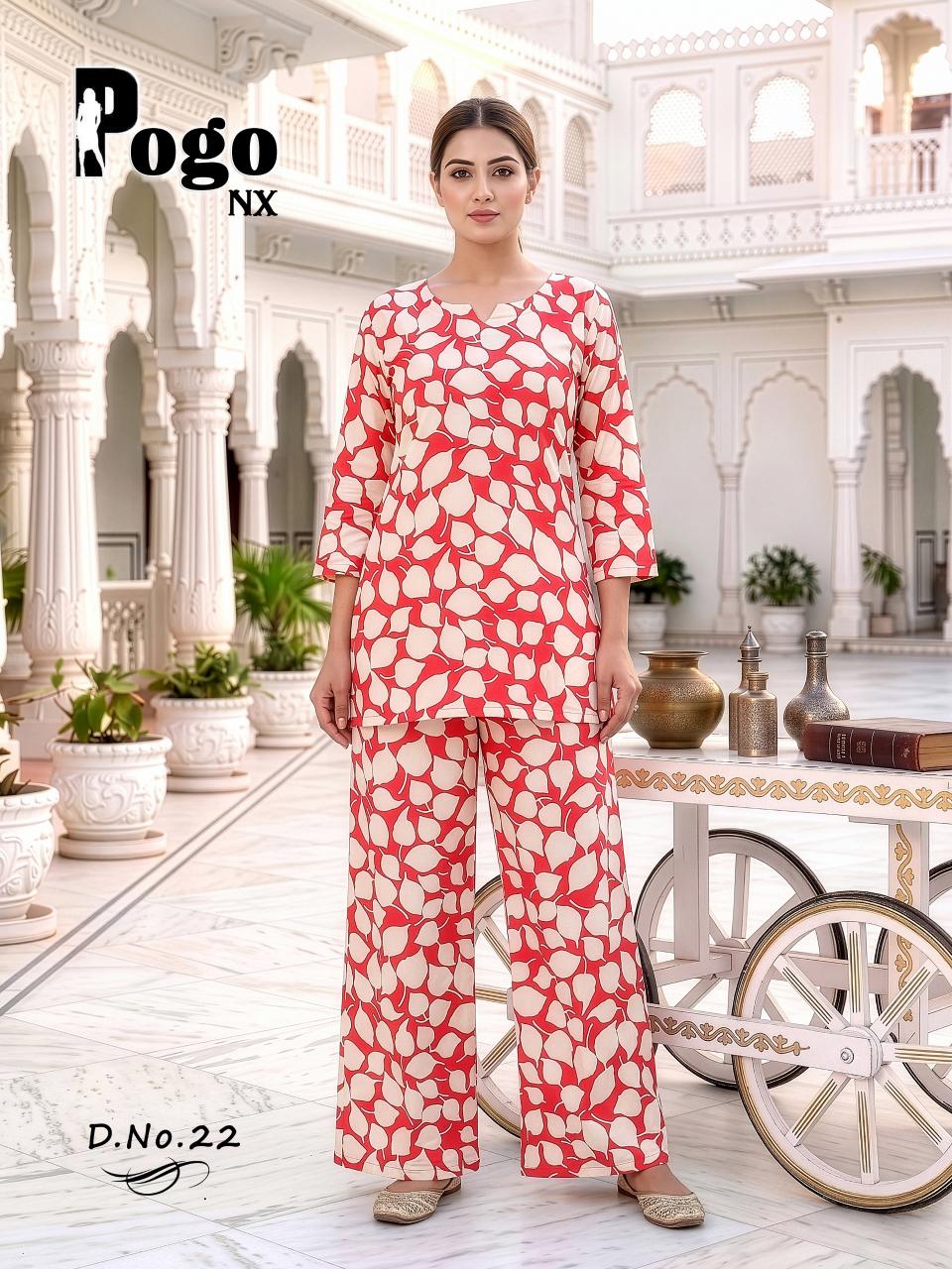 Latest Rayon Printed 2PC Plazo Cord Set | POGO NX Wholesale Collection