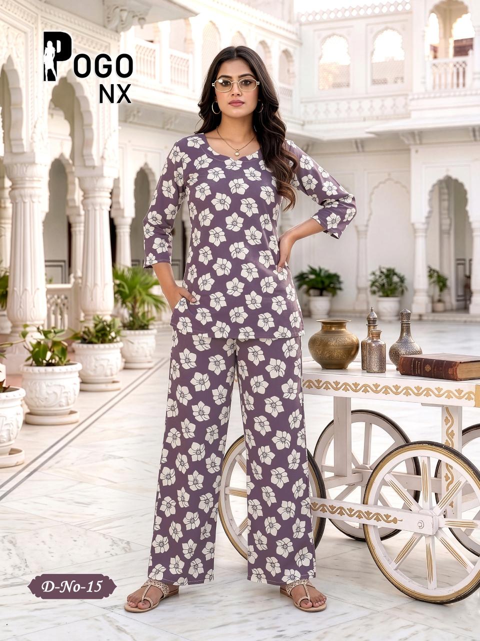 Latest Rayon Printed 2PC Plazo Cord Set | POGO NX Wholesale Collection
