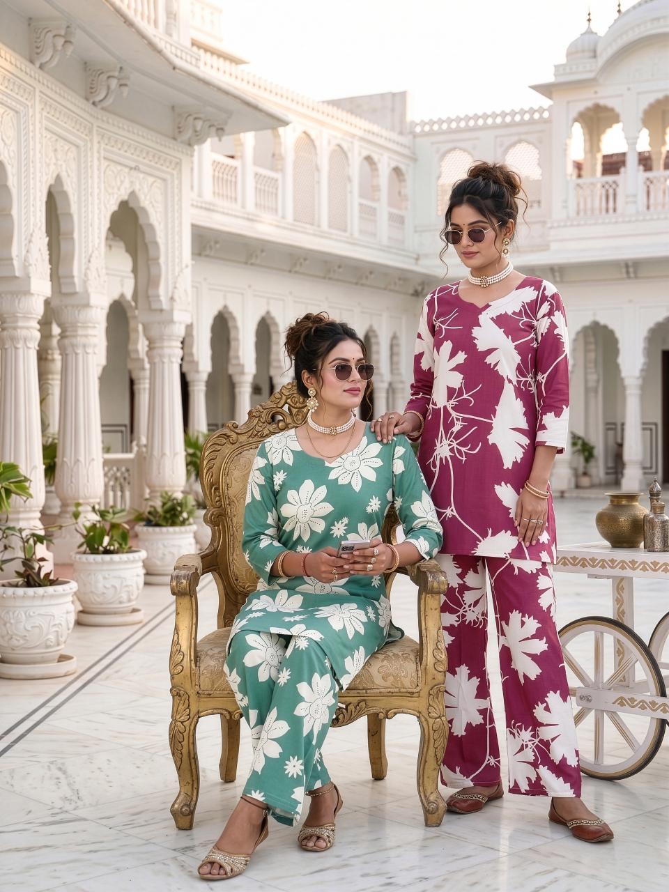 Latest Rayon Printed 2PC Plazo Cord Set | POGO NX Wholesale Collection