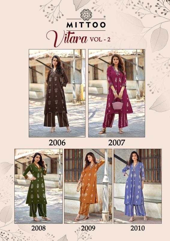 Mittoo Vitara vol 2 catalog co ord sets for women in india