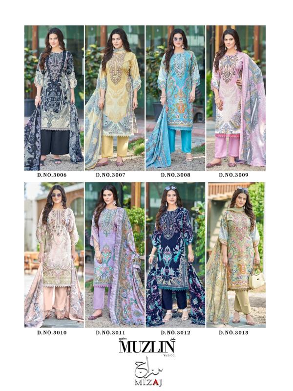 Mizaj Muzlin Vol-3 – Karachi Dress Material - Wholesale Catalog 