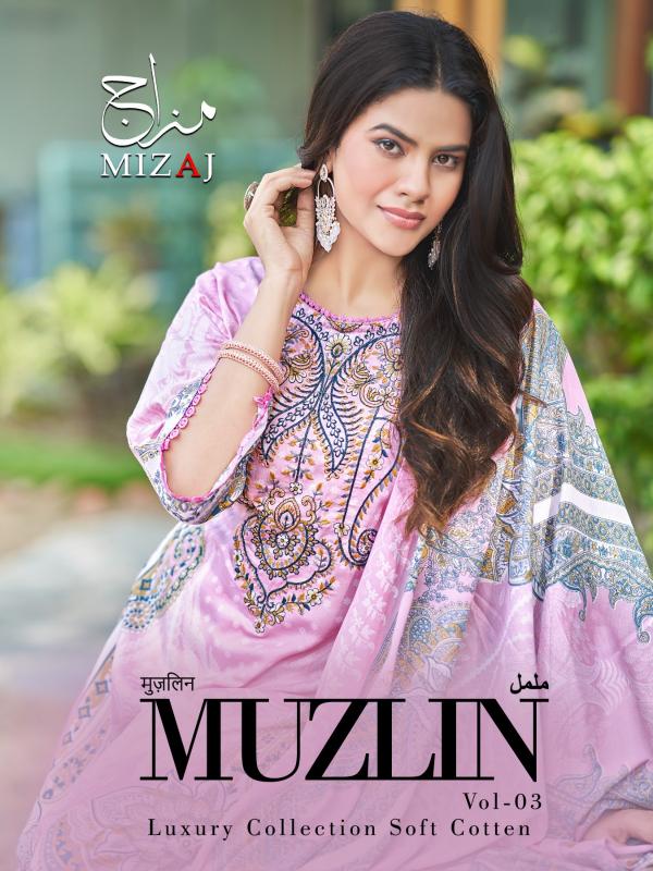 Mizaj Muzlin Vol-3 – Karachi Readymade Kurti Pant With Dupatta - Wholesale Catalog