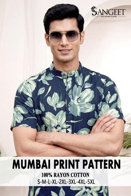 Mumbai Print Pattern Kurta for Men