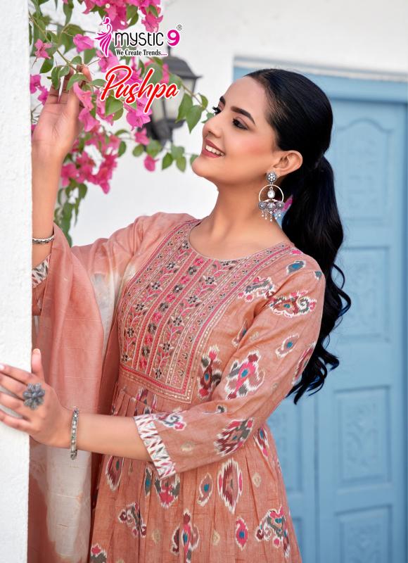 Mystic 9 Pushpa Vol 14 catalog wholesale cloth market in mumbai for kurtis