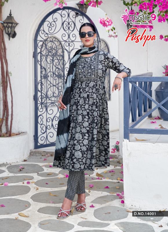 Mystic 9 Pushpa Vol 14 catalog wholesale cloth market in mumbai for kurtis