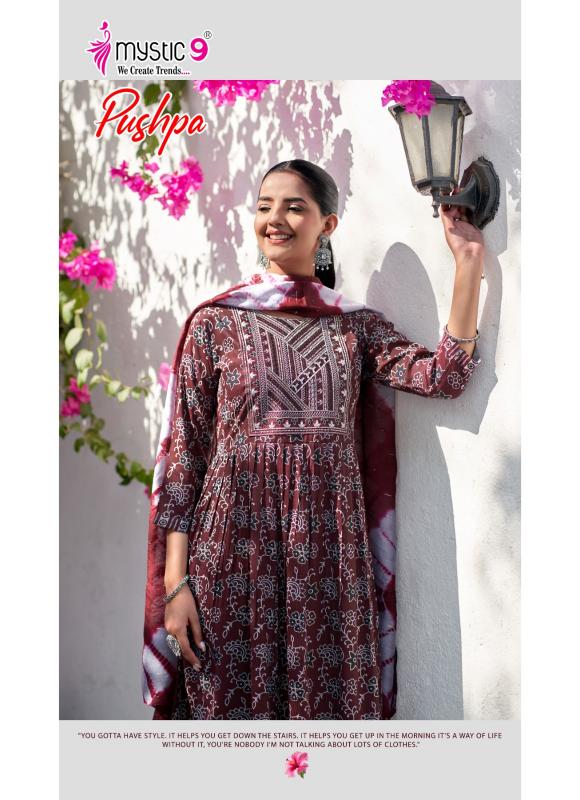 Mystic 9 Pushpa Vol 14 catalog wholesale cloth market in mumbai for kurtis