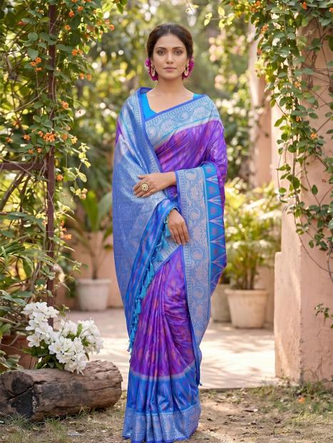NAVYA SILK VOL 5 by SHREE SHYAM FASHION fancy designer Pochampalli Soft Silk fabric saree wholesale with Fancy latkan