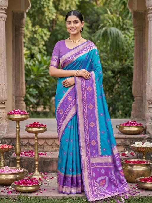 NAVYA SILK VOL 6 by SHREE SHYAM FASHION fancy designer Pochampalli Soft Silk fabric saree wholesale with Fancy latkan