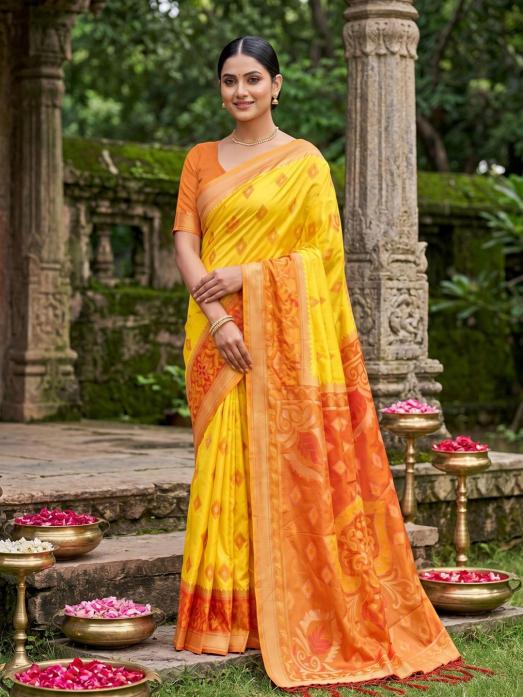 NAVYA SILK VOL 6 by SHREE SHYAM FASHION fancy designer Pochampalli Soft Silk fabric saree wholesale with Fancy latkan