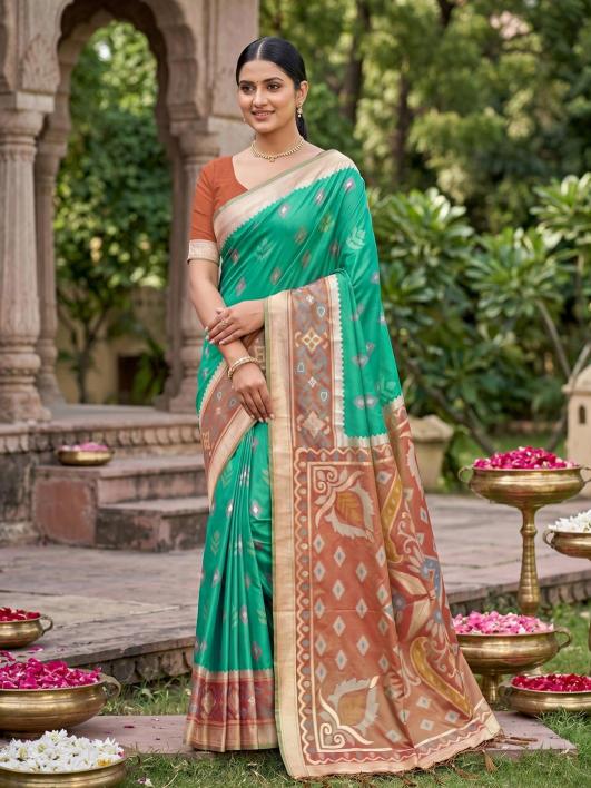 NAVYA SILK VOL 6 by SHREE SHYAM FASHION fancy designer Pochampalli Soft Silk fabric saree wholesale with Fancy latkan
