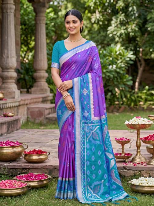 NAVYA SILK VOL 6 by SHREE SHYAM FASHION fancy designer Pochampalli Soft Silk fabric saree wholesale with Fancy latkan