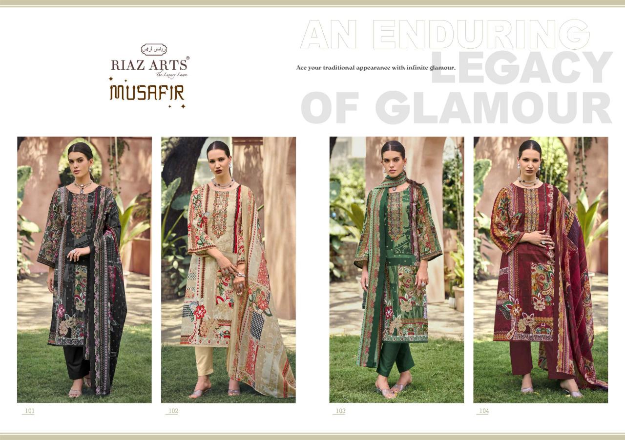 Riaz Arts Musafir 101 to 104 catalog surat dress material market online
