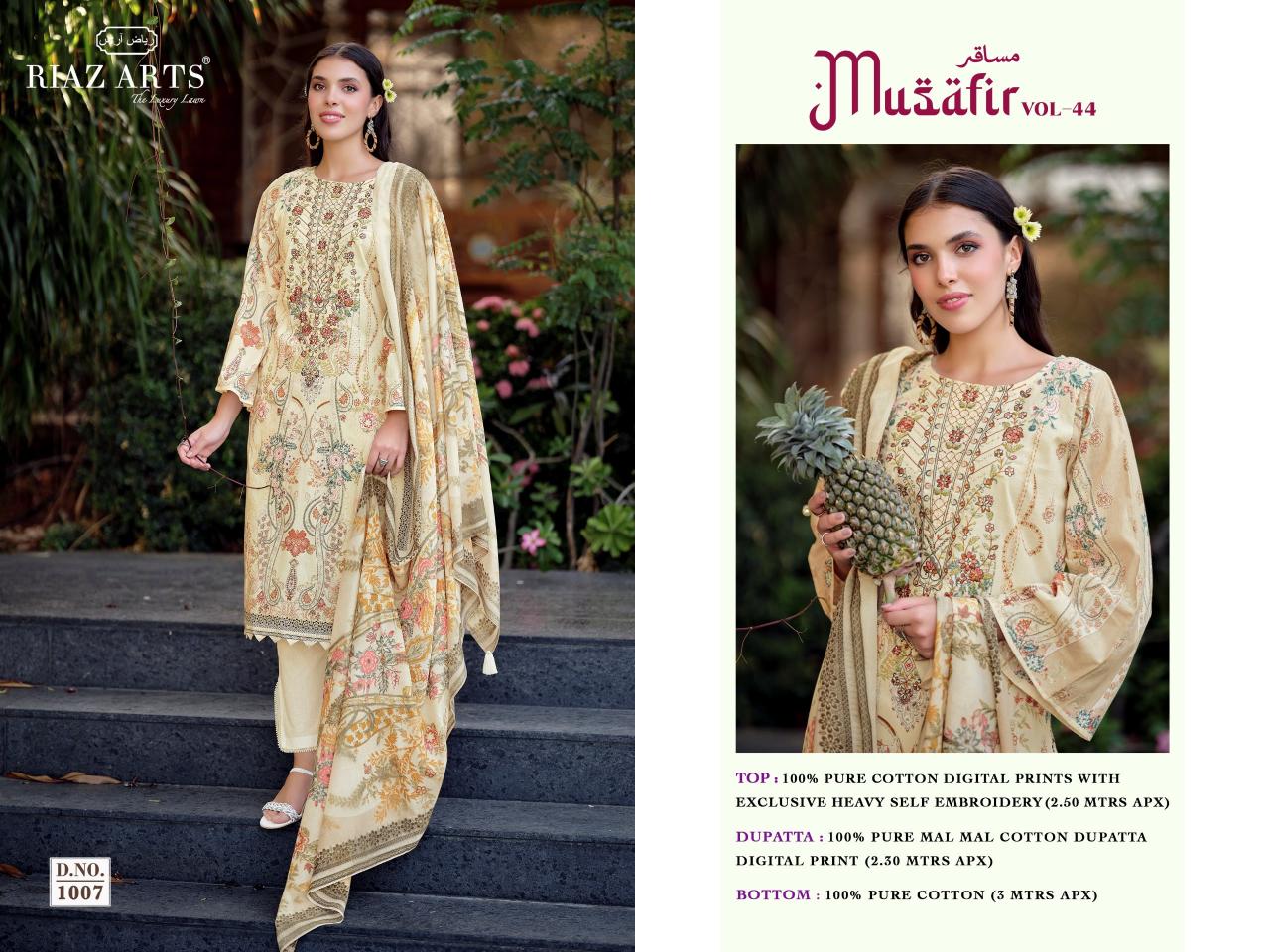 Riaz Arts Musafir Vol 44 Catalog best online wholesaler of dress materials in surat