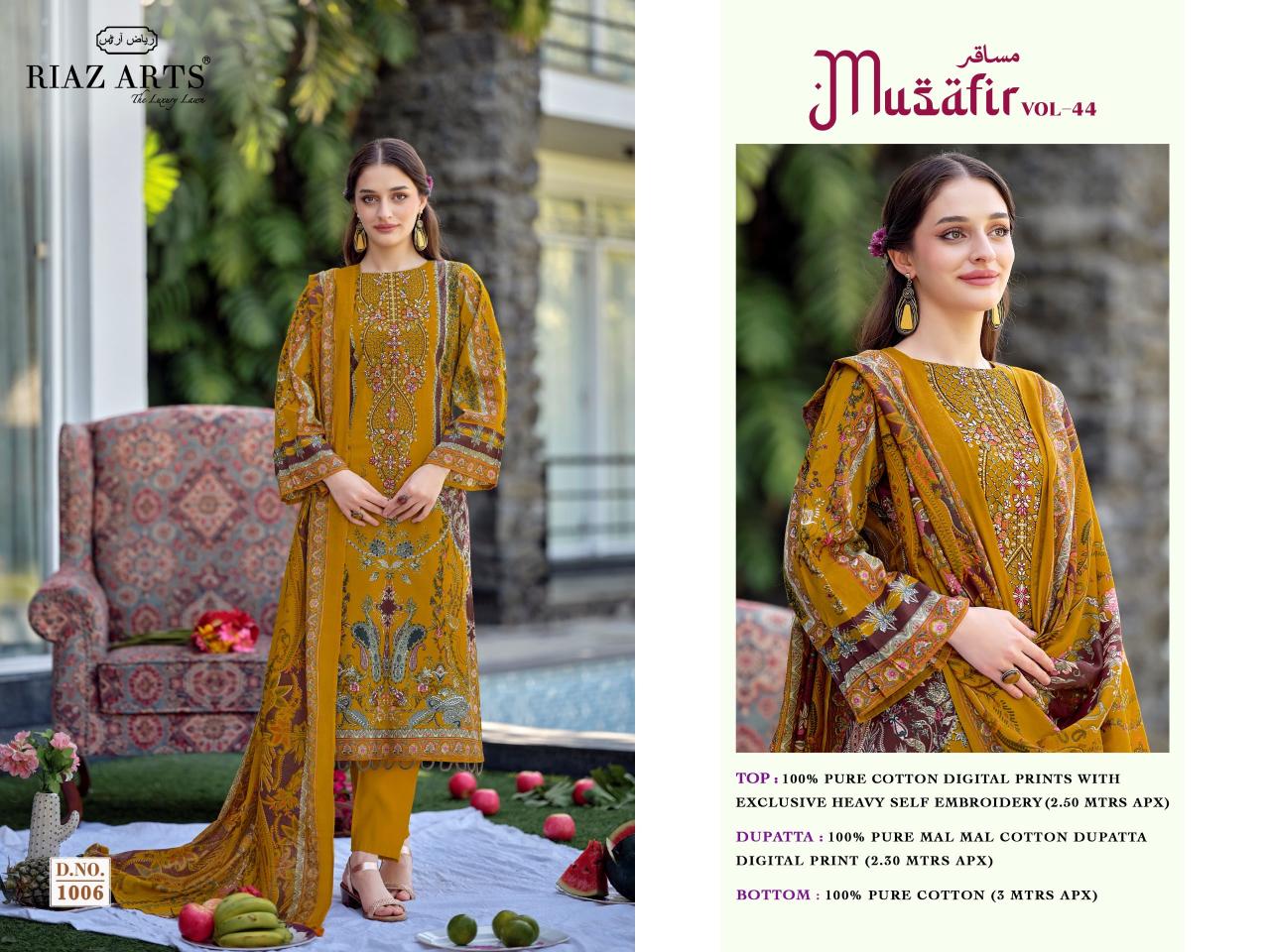 Riaz Arts Musafir Vol 44 Catalog best online wholesaler of dress materials in surat