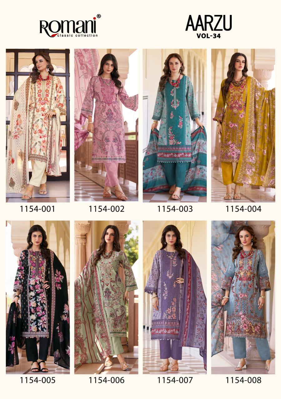 Romani Aarzu Vol-34 – Pakistani Readymade Kurti Pant With Dupatta - Wholesale Catalog