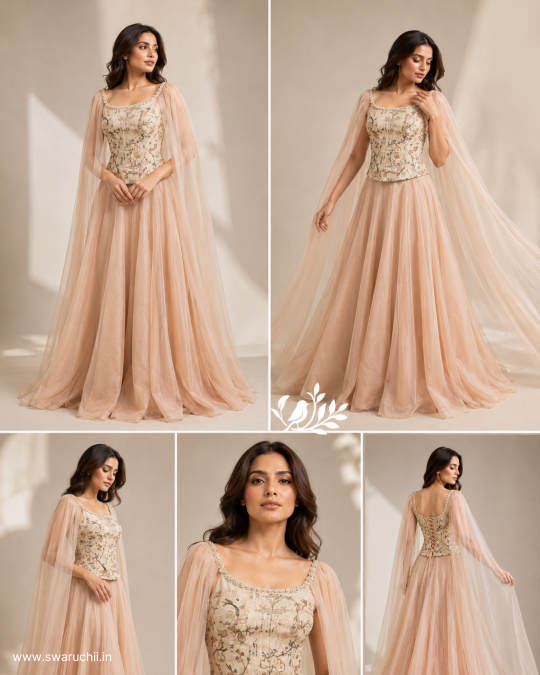 Sabella Corset top with veil and flared long skirt 