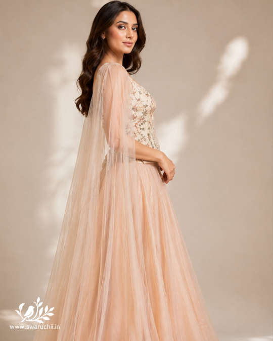 Sabella Corset top with veil and flared long skirt 