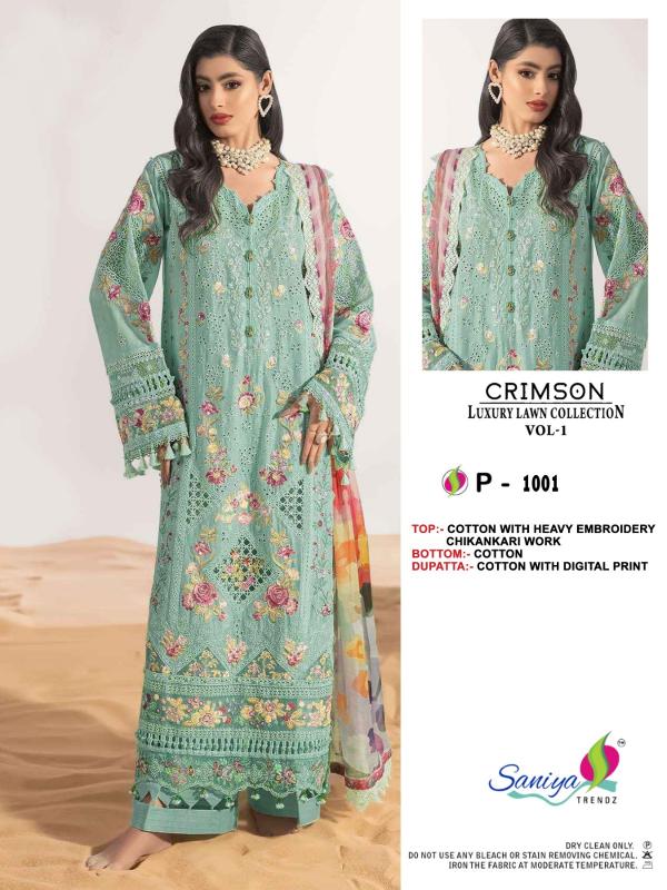 SANIYA TRENDZ Crimson luxury lawn Colletion vol-1  Designer salwar kameez