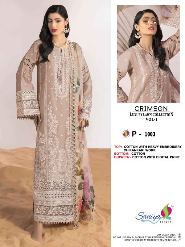 SANIYA TRENDZ Crimson luxury lawn Colletion vol-1  Designer salwar kameez