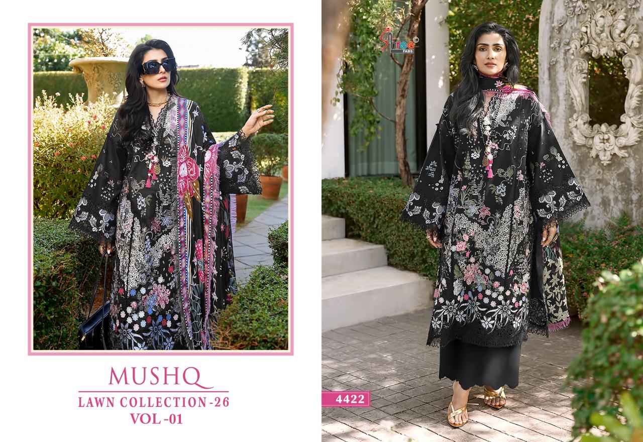 Shree Fabs Mushq Lawn Collection 26 Vol 1 catalog Cotton Dupatta wholesale pakistani suits in chennai