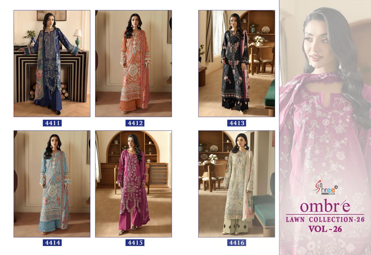 Shree Fabs Ombre Lawn Collection 26 Vol 26 Chiffon Dupatta wholesale pakistani suits in dubai