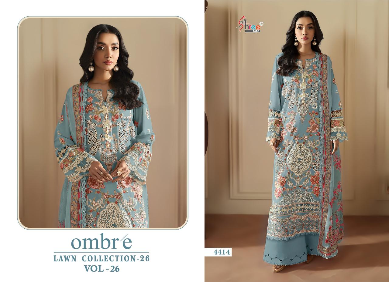 Shree Fabs Ombre Lawn Collection 26 Vol 26 Chiffon Dupatta wholesale pakistani suits in dubai