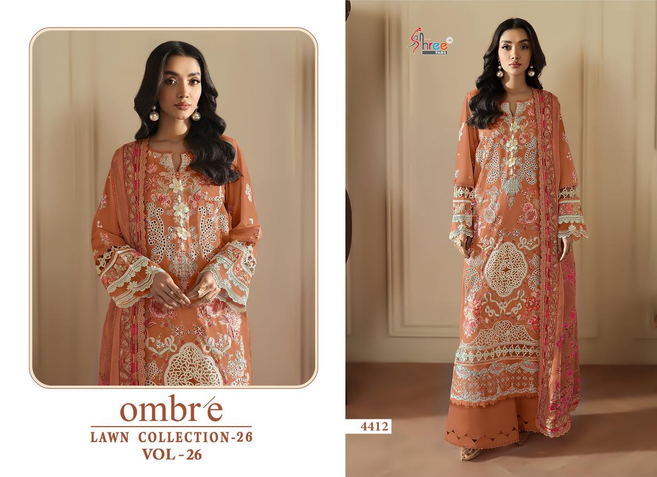 Shree Fabs Ombre Lawn Collection 26 Vol 26 Chiffon Dupatta wholesale pakistani suits in dubai