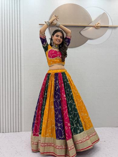 Special Navratri Lehenga Choli for Women – Multicolor Embroidered Garba & Dandiya Festival Wear