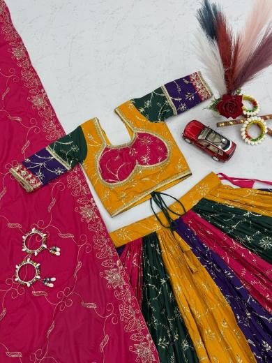 Special Navratri Lehenga Choli for Women – Multicolor Embroidered Garba & Dandiya Festival Wear