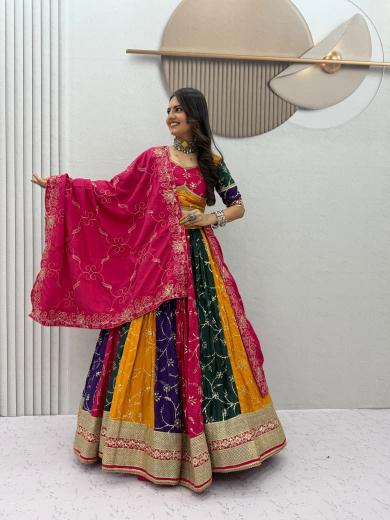 Special Navratri Lehenga Choli for Women – Multicolor Embroidered Garba & Dandiya Festival Wear
