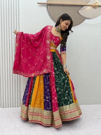 Special Navratri Lehenga Choli for Women – Multicolor Embroidered Garba & Dandiya Festival Wear