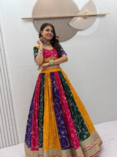 Special Navratri Lehenga Choli for Women – Multicolor Embroidered Garba & Dandiya Festival Wear