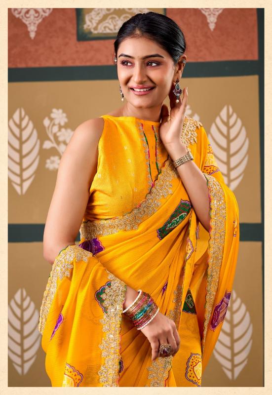 Stavan Radha Rani catalog pure chiffon saree wholesaler