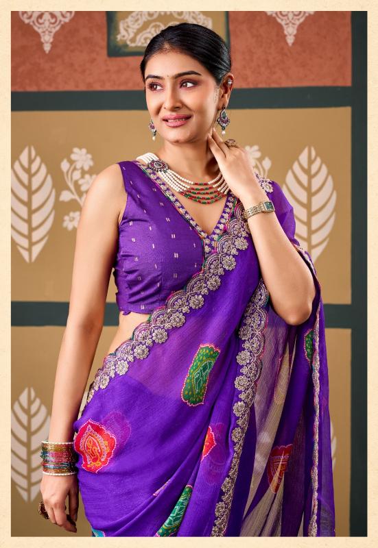 Stavan Radha Rani catalog pure chiffon saree wholesaler