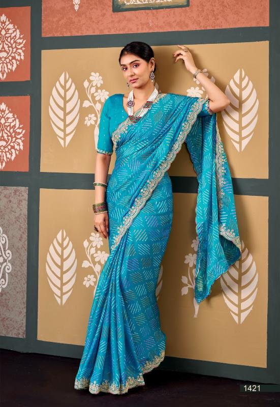 Stavan Radha Rani catalog pure chiffon saree wholesaler