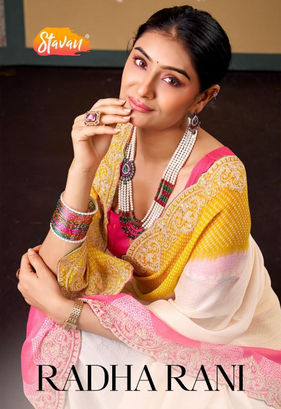 Stavan Radha Rani catalog pure chiffon saree wholesaler