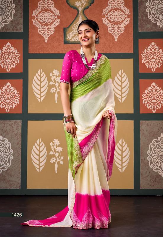 Stavan Radha Rani catalog pure chiffon saree wholesaler