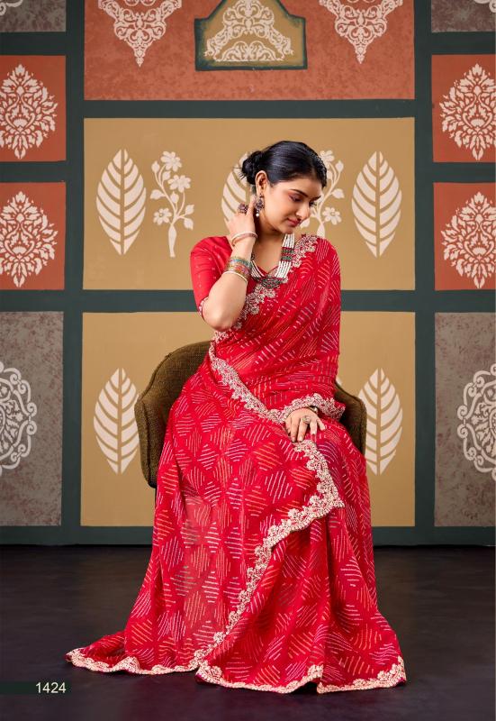 Stavan Radha Rani catalog pure chiffon saree wholesaler