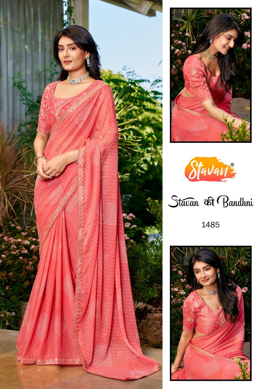 Stavan Stavan Ki Bandhani catalog georgette saree wholesalers