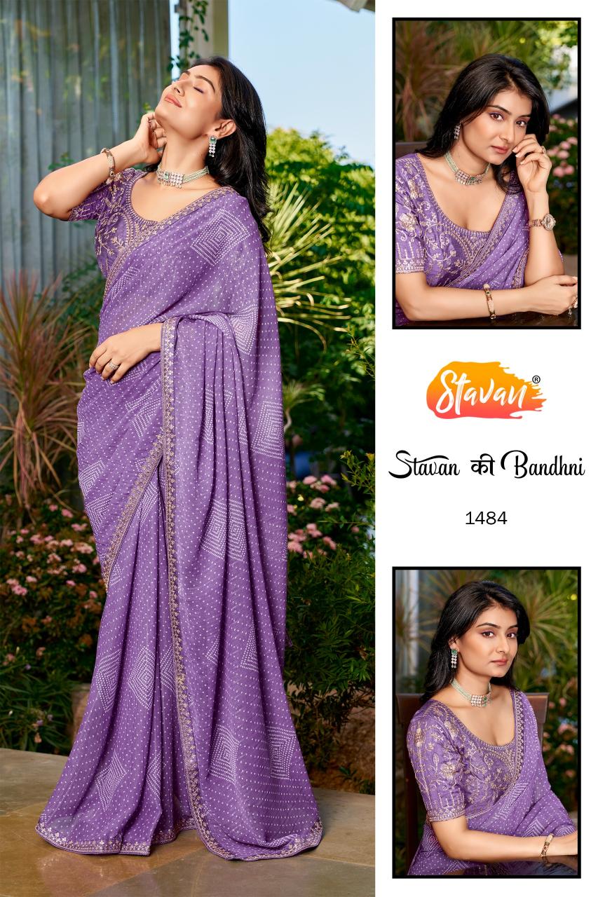 Stavan Stavan Ki Bandhani catalog georgette saree wholesalers