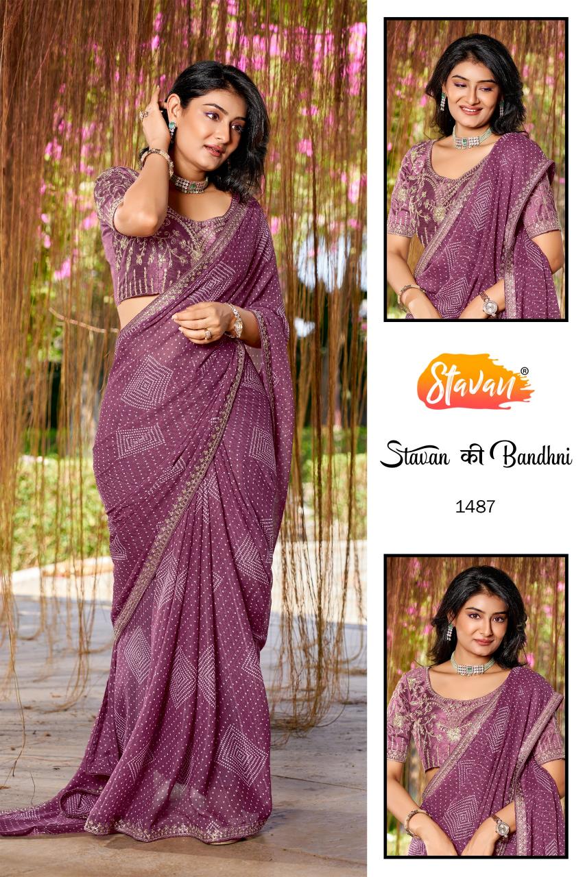 Stavan Stavan Ki Bandhani catalog georgette saree wholesalers
