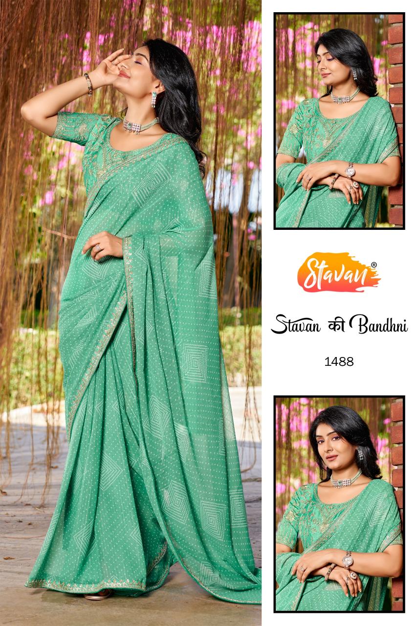 Stavan Stavan Ki Bandhani catalog georgette saree wholesalers