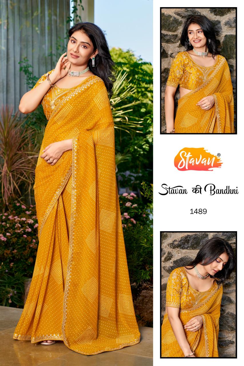 Stavan Stavan Ki Bandhani catalog georgette saree wholesalers