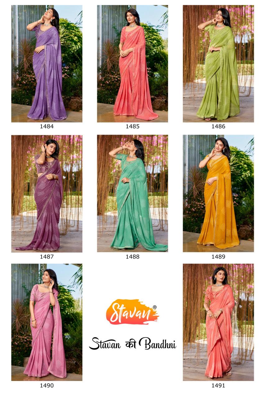 Stavan Stavan Ki Bandhani catalog georgette saree wholesalers