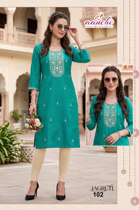 Aanchi Jagruti 0.1 catalog branded kurtis wholesale in ahmedabad